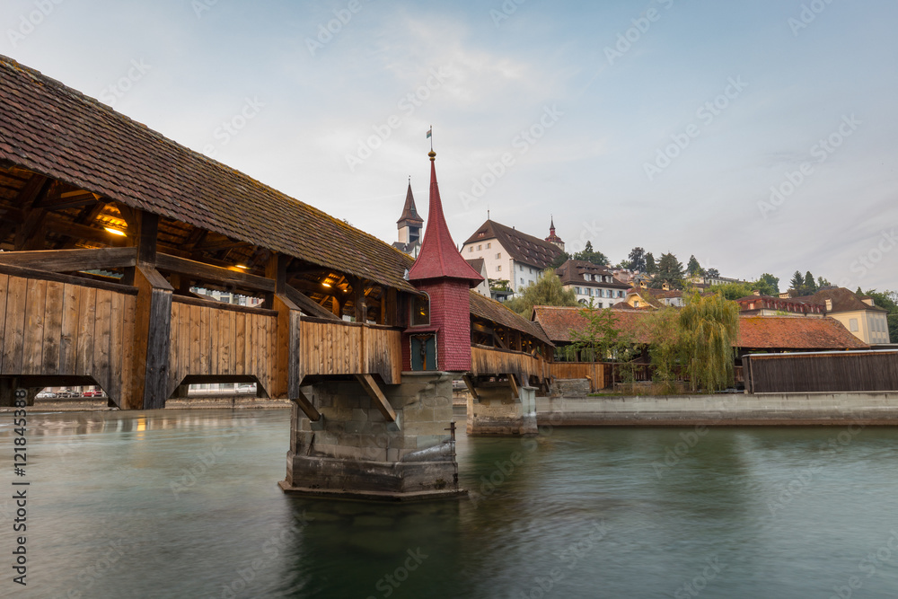 Old medieval covered wooden bridge, Lucerne