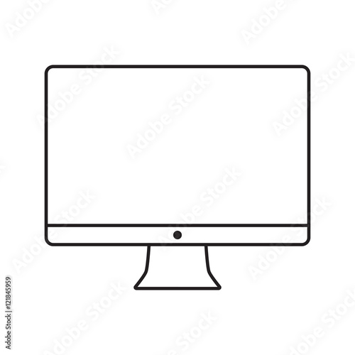 Line icon computer with screen. Vector illustration.