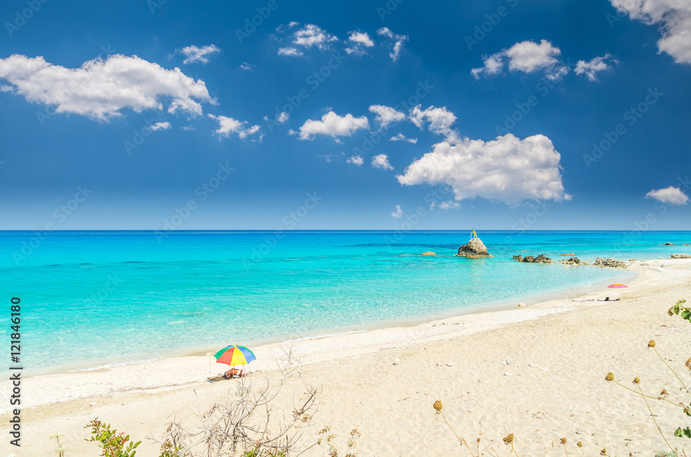 Avali beach, Lefkada island, Greece. Beautiful turquoise sea on the island of Lefkada in Greece.