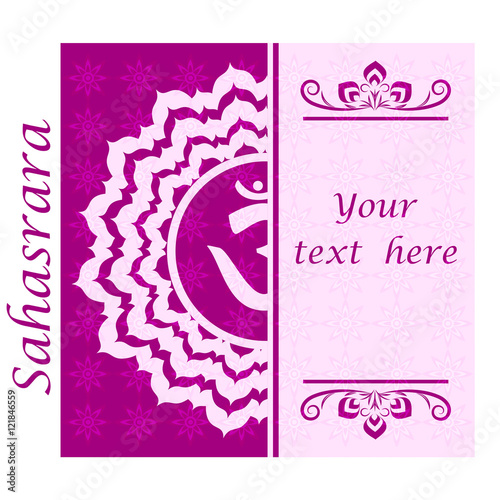 Banner with Half of Sahasrara chakra sign. Template cards, invitations, flyers, posters. . Vector illustration.