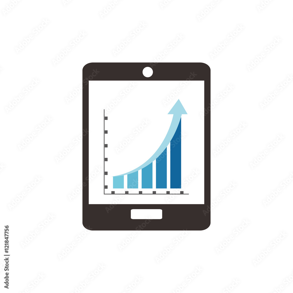 flat design cellphone and graph chart icon vector illustration flat design cellphone and graph chart icon vector illustration