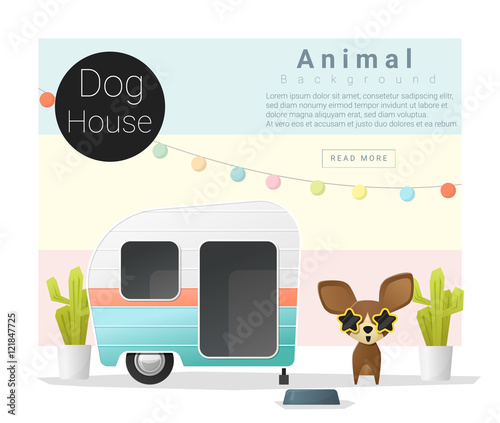 Cute animal collection Dog house , vector , illustration
