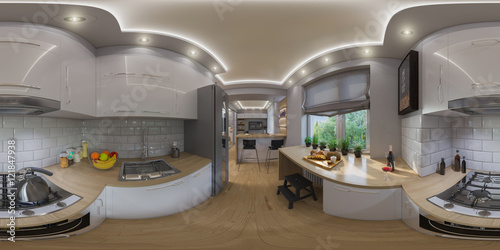3d rendering spherical 360 degrees, seamless panorama of  living room