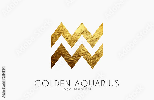 Golden aquarius. Golden zodiac sign. Aquarius zodiac
