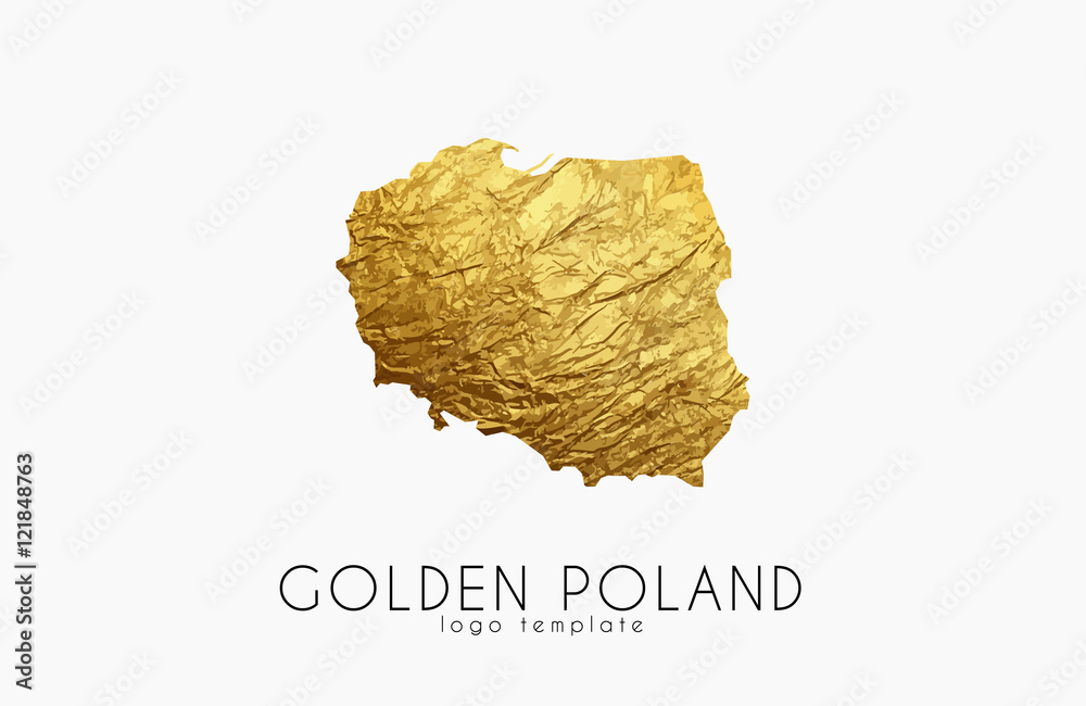 Poland map. Golden Poland logo. Creative Poland logo design Poland map. Golden Poland logo. Creative Poland logo design