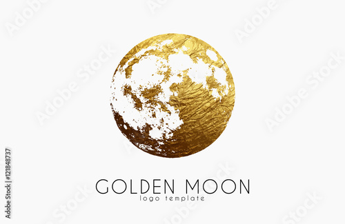 Moon logo design. Creative moon logo. Golden logo. Full moon.