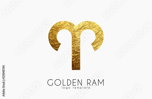 Golden ram. Golden zodiac sign. Ram zodiac