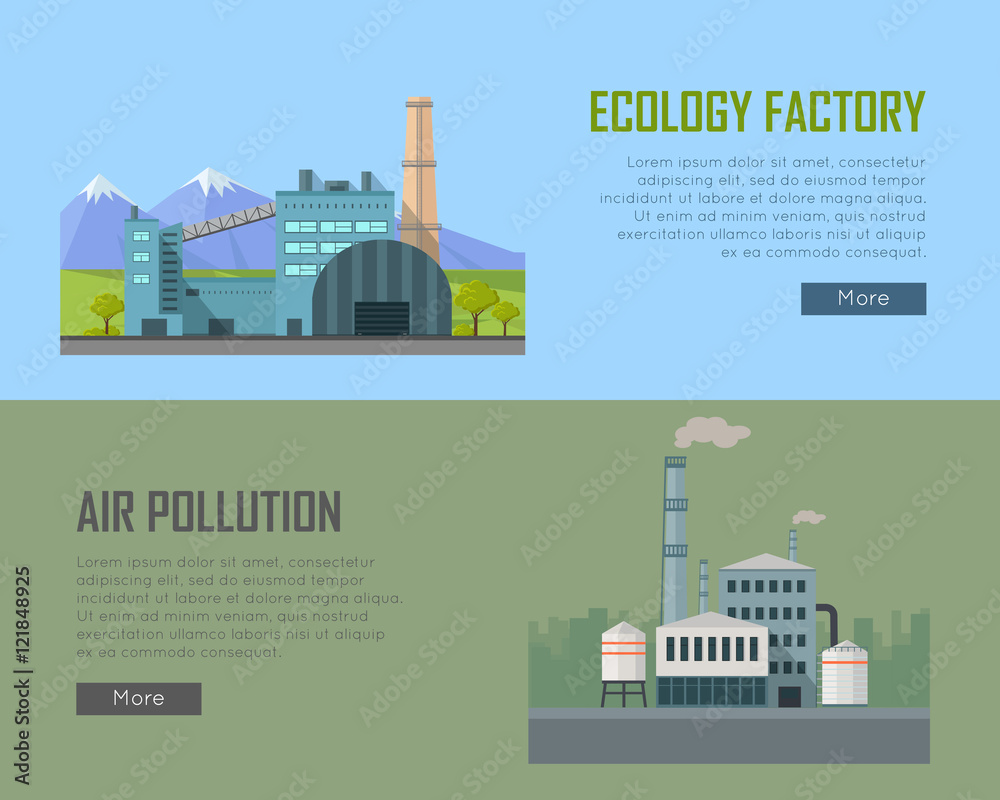 Ecology Factory and Air Pollution Banners