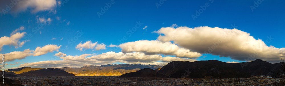 Panoramic view of Shangri-La Old Town located at Yunnan, China. Panoramic view of Shangri-La Old Town located at Yunnan, China.