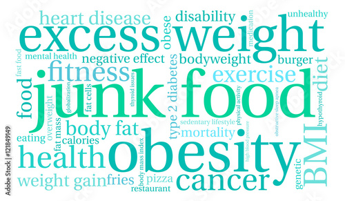Junk Food word cloud on a white background. 