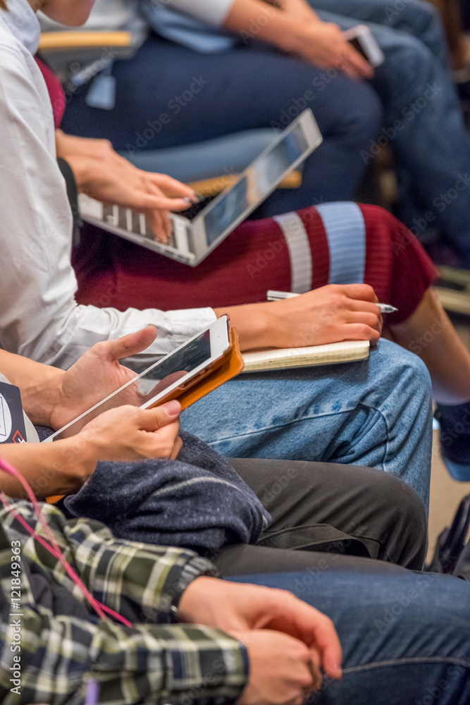 Fototapeta premium Audience at conference using the laptops