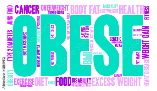 Obese word cloud on a white background. 