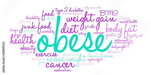 Obese Word Cloud on a white background. 