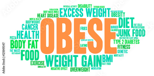 Obese Word Cloud on a white background. 