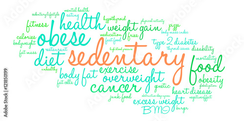 Sedentary Word Cloud on a white background. 