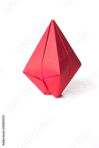 Cute origami art, colored balloon shape isolated over a white background