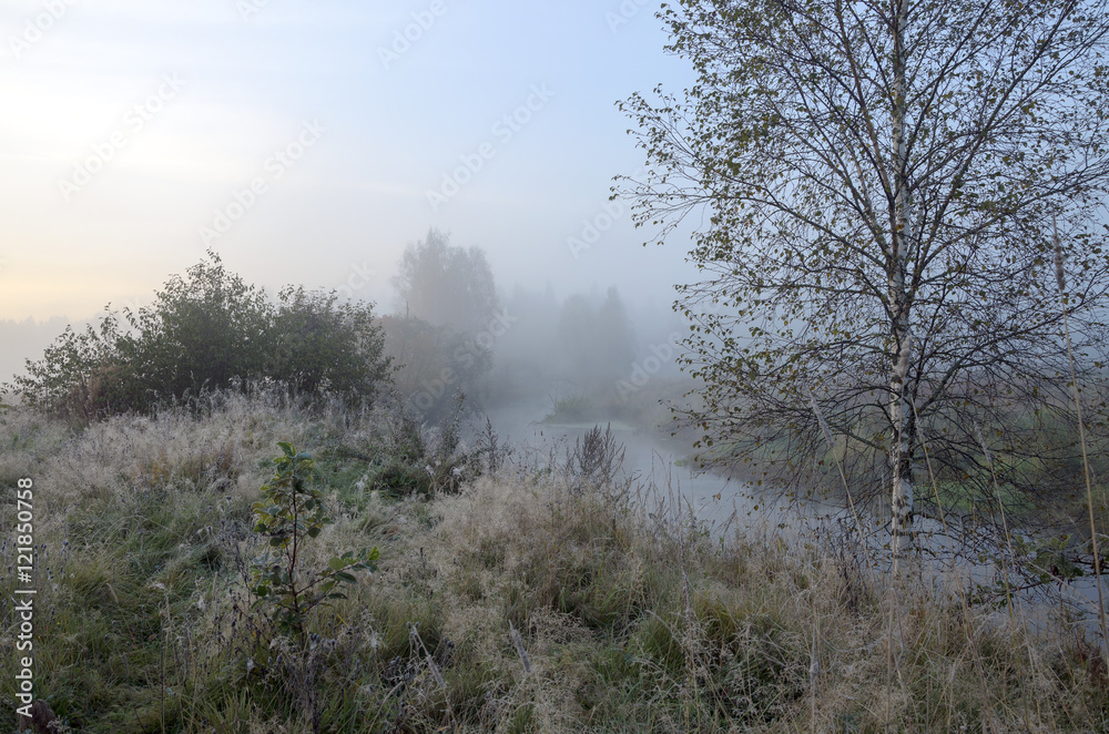 Autumn landscape.Small forest river Torgosha in Moscow region,Russia. Autumn landscape.Small forest river Torgosha in Moscow region,Russia.