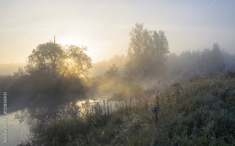 Autumn landscape,Small forest river Torgosha in Moscow region,Russia. Autumn landscape,Small forest river Torgosha in Moscow region,Russia.