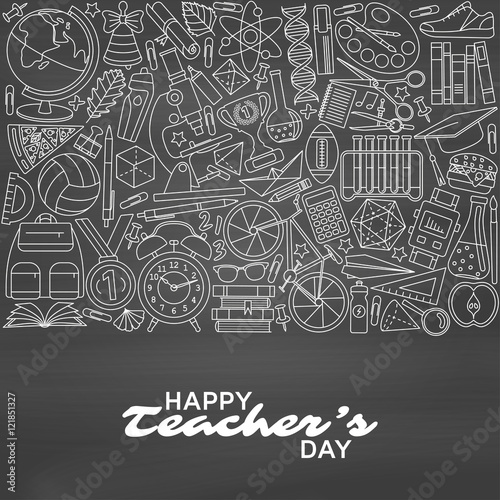 Happy Teachers Day background. Greeting card. Vector illustration.