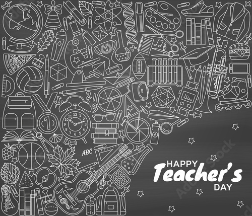 Happy Teachers Day background. Greeting card. Vector illustration.