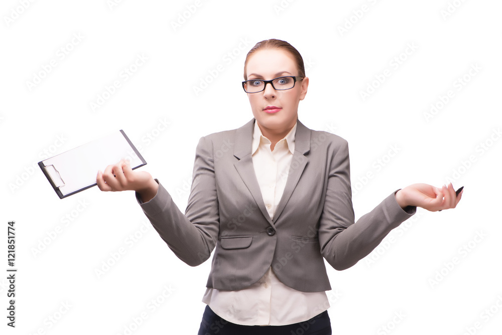 Strict serious businesswoman isolated on white Strict serious businesswoman isolated on white