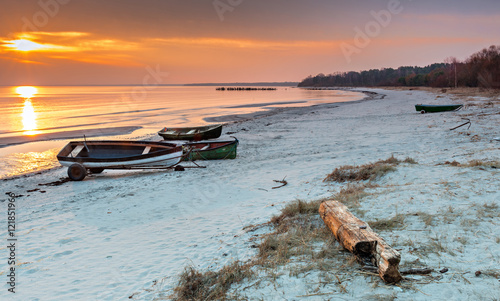 Coastal landscape at dawn, Baltic Sea