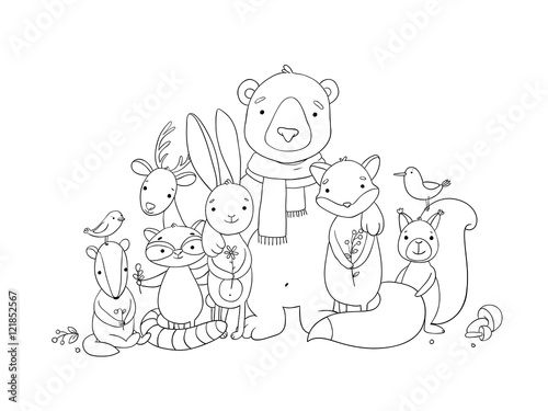 Forest cartoon animals.