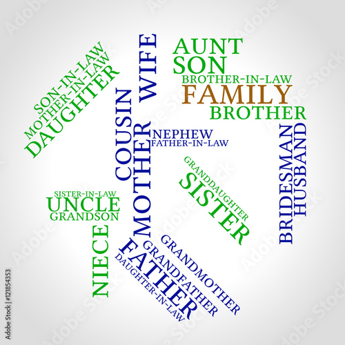Smart family word cloud concept in shape of hieroglyph 