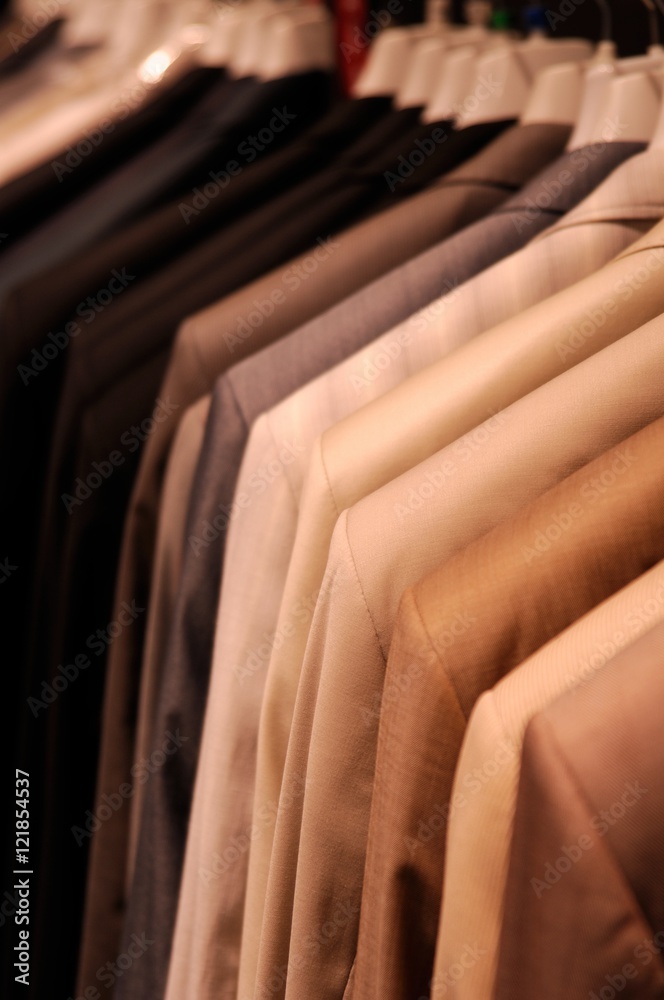 suits on the hangers close-up