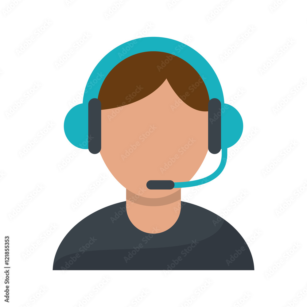 Operator man with headphone icon. Call center and technical service theme. Isolated design. Vector illustration Operator man with headphone icon. Call center and technical service theme. Isolated design. Vector illustration