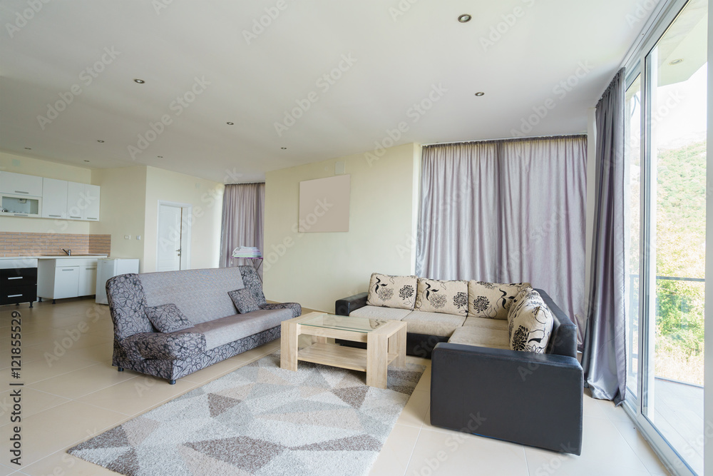 Fototapeta premium Interior of a living room in a guest house