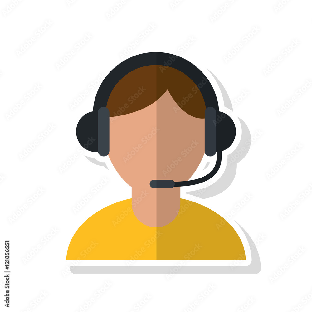 Operator man with headphone icon. Call center and technical service theme. Isolated design. Vector illustration Operator man with headphone icon. Call center and technical service theme. Isolated design. Vector illustration