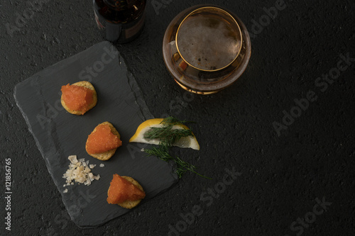 Expensive Swedish caviar served as a starter