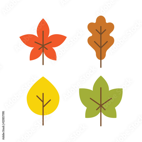 Autumn leaves icon flat style vector