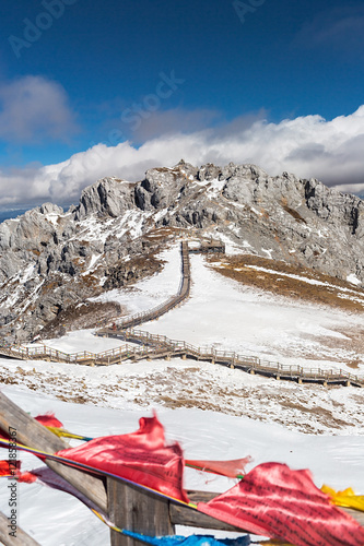 Mountain landscape in Shika Snow Mountain (Blue Moon Valley) located at Shangri-La (Zhongdian), Yunnan, China.