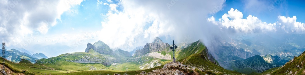 Panorama am Rofanspitz in Tirol - obrazy, fototapety, plakaty 