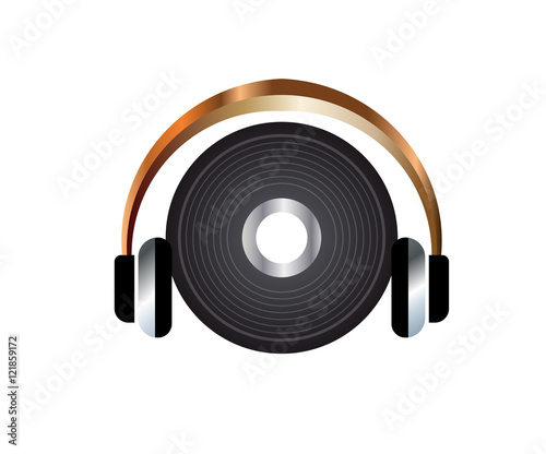 vinyl record with headphone