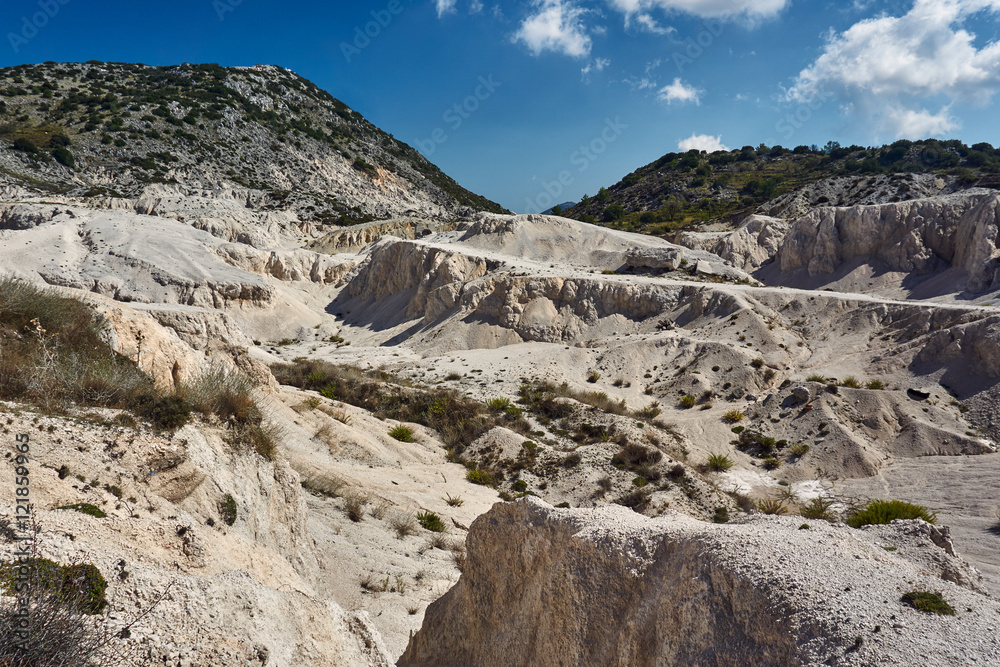 Rocky ravines in the mountains on the island of Lefkada.