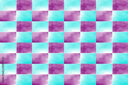 Illustration of an abstract purple and cyan chessboard