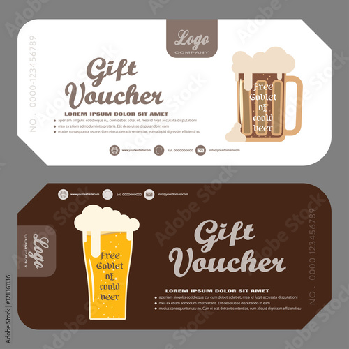 Vector gift voucher of free beer to increase the sales of beer in a bar and cafe.