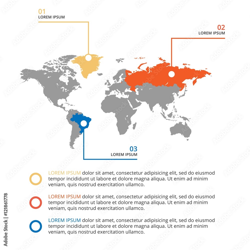 World map infographic template. Vector illustration.