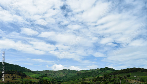 View of tropical forest mountains