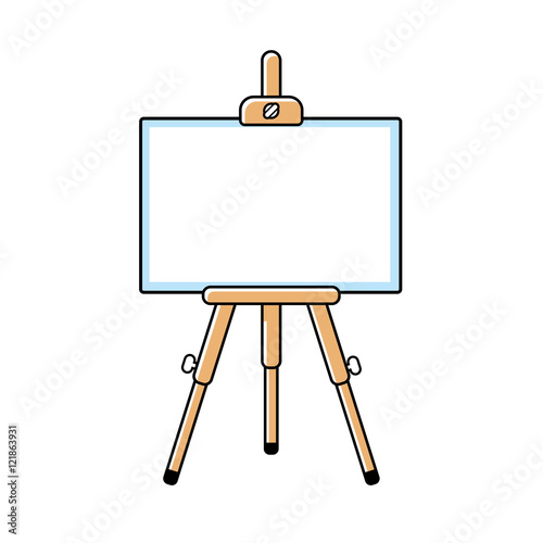 Wooden easel or presentation stand with a blank signboard isolated.