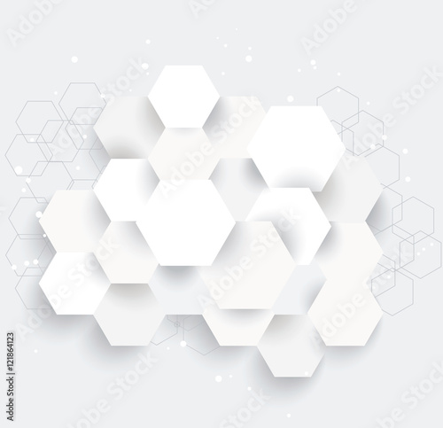 3D Quadrate Tapete - Fototapete Vector Abstract geometric shape from gray hexagones