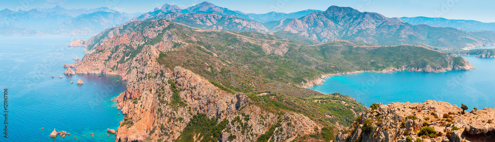 Piana, South Corsica. Wide panoramic landscape