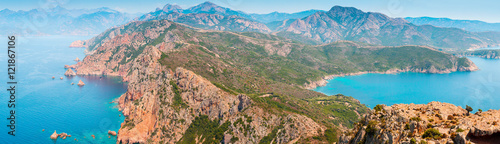Obraz na plátně Piana, South Corsica. Wide panoramic landscape