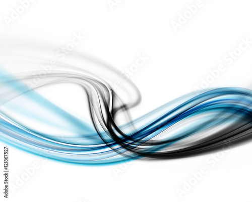 Abstract Blue And Black Smoke Waved Background. Abstraction 