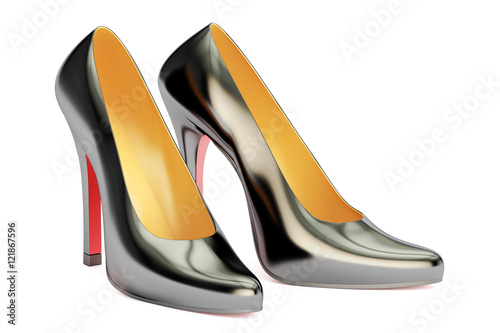 black high heel shoes, 3D rendering