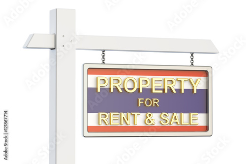 Fototapeta Naklejka Na Ścianę i Meble -  Property for sale and rent in Thailand concept. Real Estate Sign