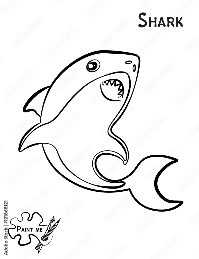 Children's coloring book that says Paint me. Sea life. Shark Children's coloring book that says Paint me. Sea life. Shark